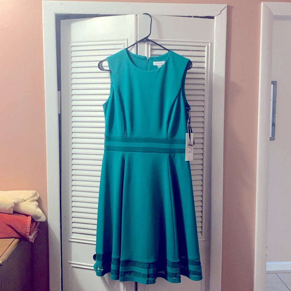 Calvin Klein fit-and-flare emerald green dress, size 10